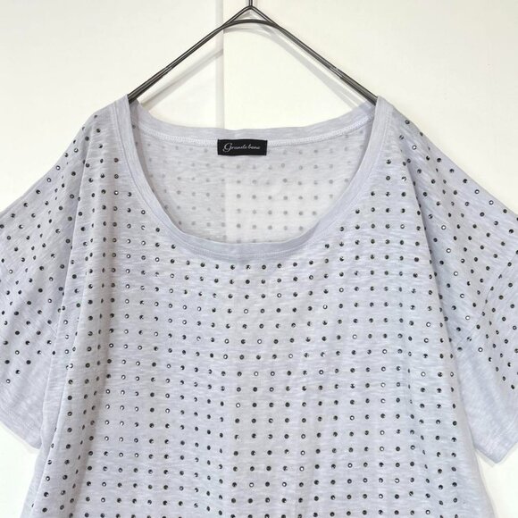 Techichi Short Sleeve Blouse Lace Beige Size M - Picture 2 of 6